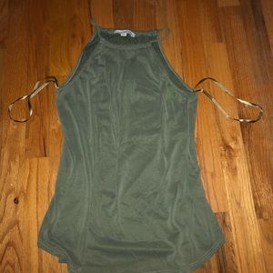 high neck ruffled tank top
